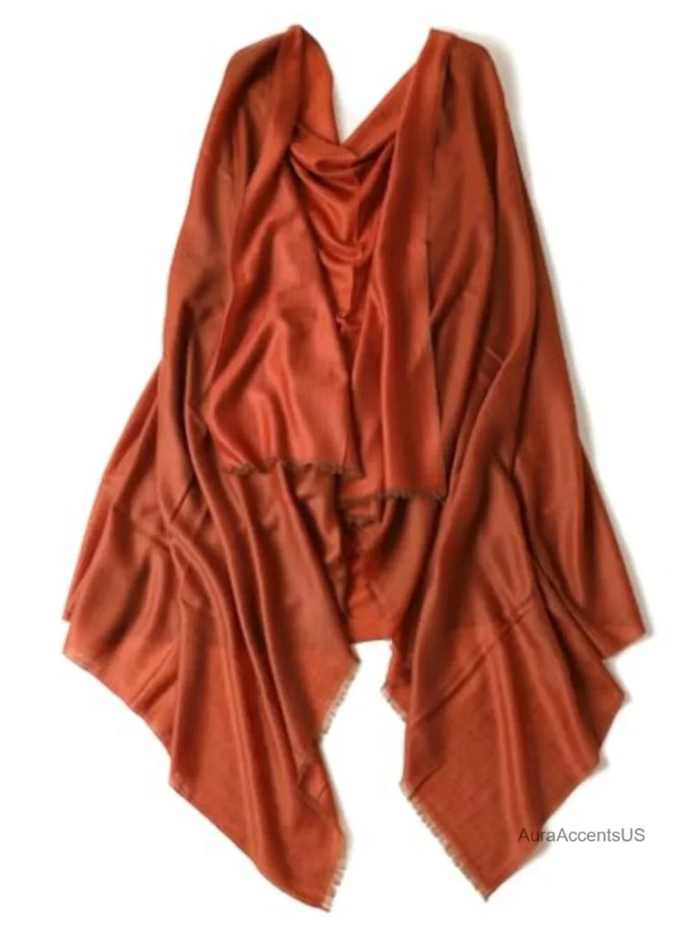 100% Cashmere Reversible Two-Tone Oversized Fringed Shawl Wrap Scarf